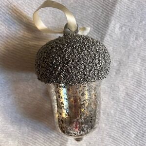Pottery Barn Silver Beaded Acorn Ornament